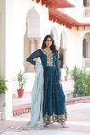 KA 1217 Faux Georgette With Zari Embroidery Work Gown With Dupatta Wholesale In India